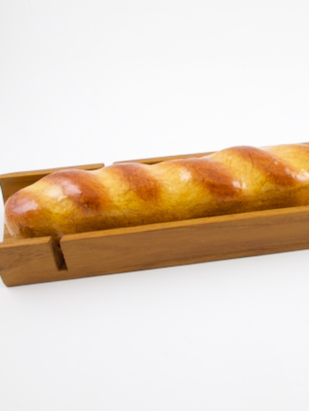 Vintage Teak Wood French Baguette Bread Slicer Cutting Board Tray